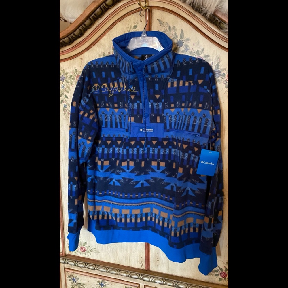 NWT Columbia Fleece Jacket Pullover Powder Keg Blu